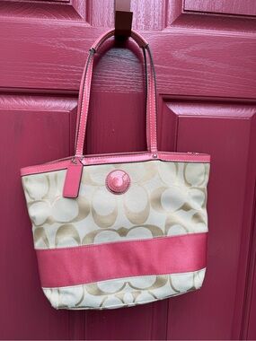 Coach Signature stripe tote bag